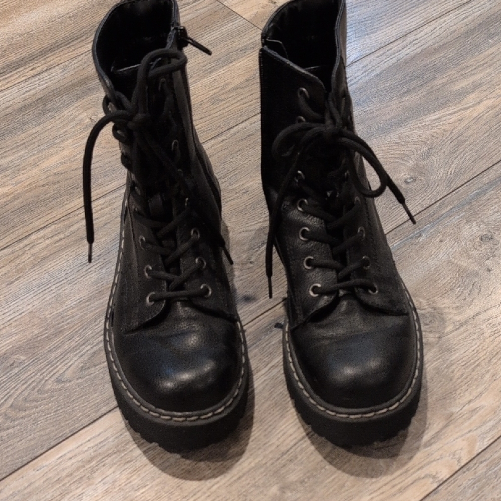 Black Lace-Up Ankle Boots